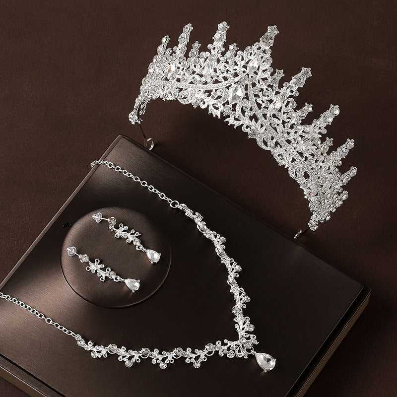 Retro Atmospheric Rhinestone Birthday Crown Hair Accessories Three-piece Suit