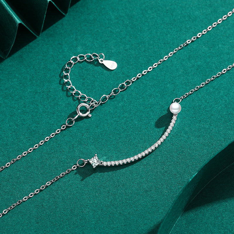 S925 Sterling Silver Pearl Double Necklace