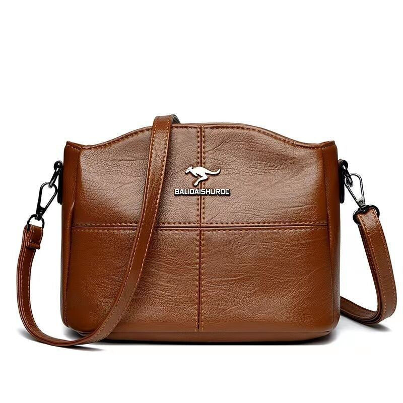 Korean-style Womens Shoulder Soft Leather Versatile Design Large Capacity And Embroidered Crossbody Bag