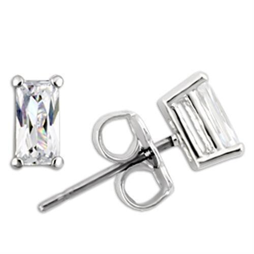 TK0W161 -Stainless Earring with AAA Grade CZ in Clear-6X3mm