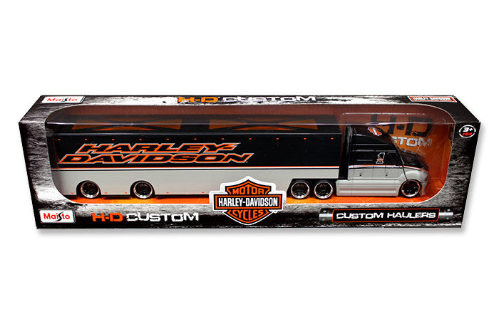 Harley Davidson Custom Hauler Trailer Gray with Graphics "Custom Haulers" 1/64 Diecast Model by Maisto