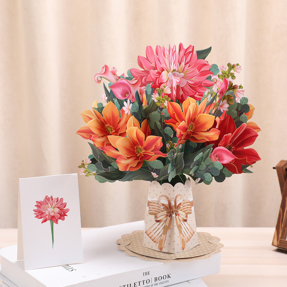 3d Stereoscopic Greeting Cards Creative Bouquet Stereoscopic Greeting Cards