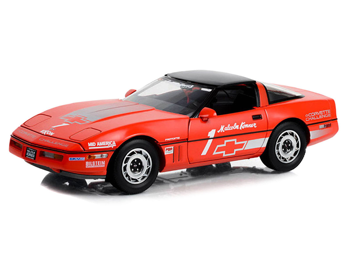 1988 Chevrolet Corvette C4 #1 Malcolm Konner "Corvette Challenge Race Car" Red with Black Top 1/18 Diecast Model Car by Greenlight