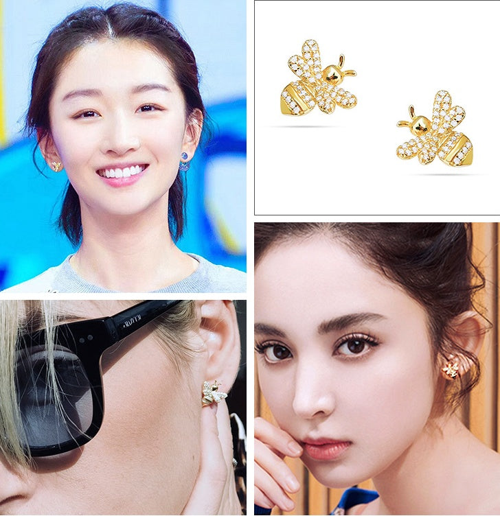 S925 silver pin with zircon earrings