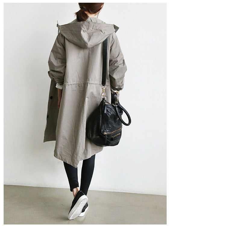 Women Windbreaker Jacket Casual Loose Button Pockets Hooded Quick Dry Windproof Waterproof Clothes For Outdoor Hiking Camping