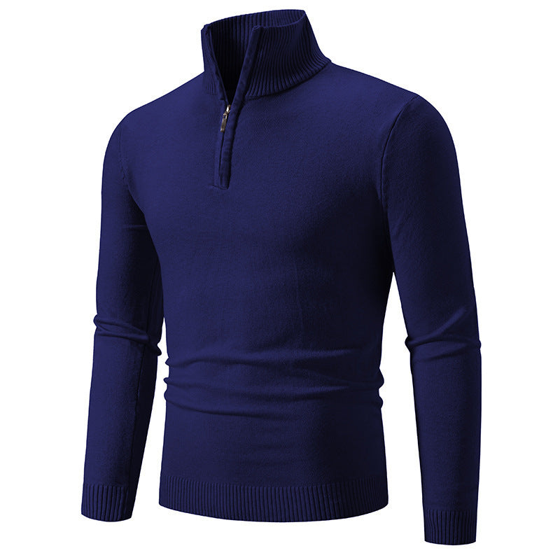 Zip-up Turtleneck Pullover Men's Long Sleeved Sweater