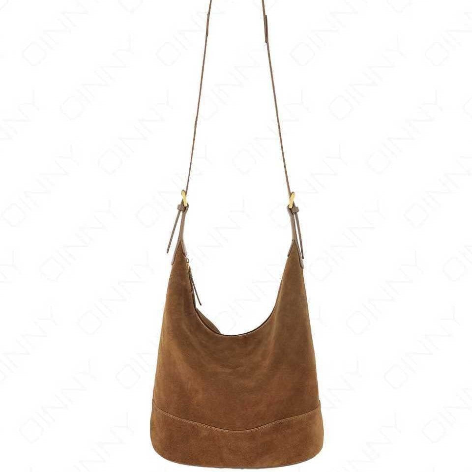 Retro Laid-back Suede Bucket A Versatile Slouchy Commuter Shoulder Or Crossbody Bag
