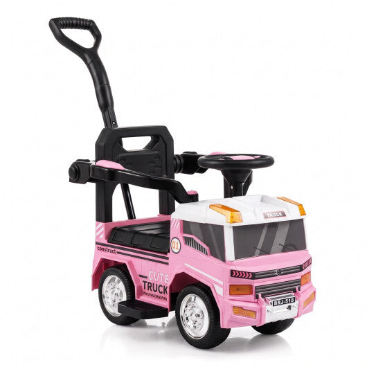 3-in-1 Kids Ride On Push Car for Toddlers 3 to 5 Years Old with Music-Pink