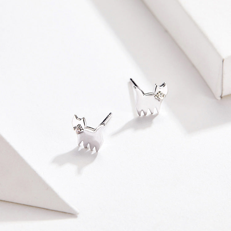 S925 cat earrings in sterling silver