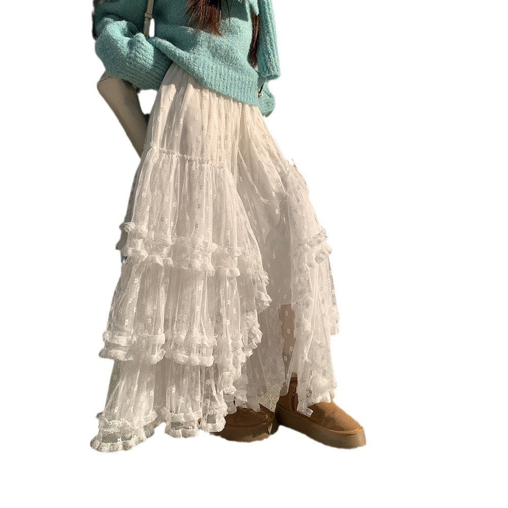 Sweet Floral Mesh Maxi Dress With Intricate Ruffle Detailing And Asymmetrical Hemversatile And Chic