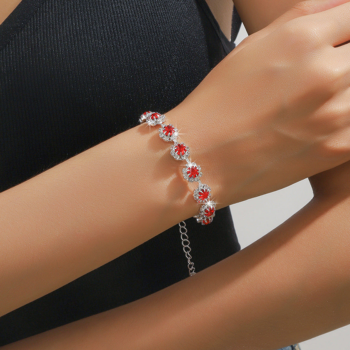 Diamond Necklace Earrings And Bracelet Three Piece Jewelry Set