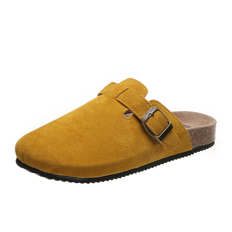 Large 35-45 Vintage Women's Shoes Slip On Flat Bottomed Half Slippers