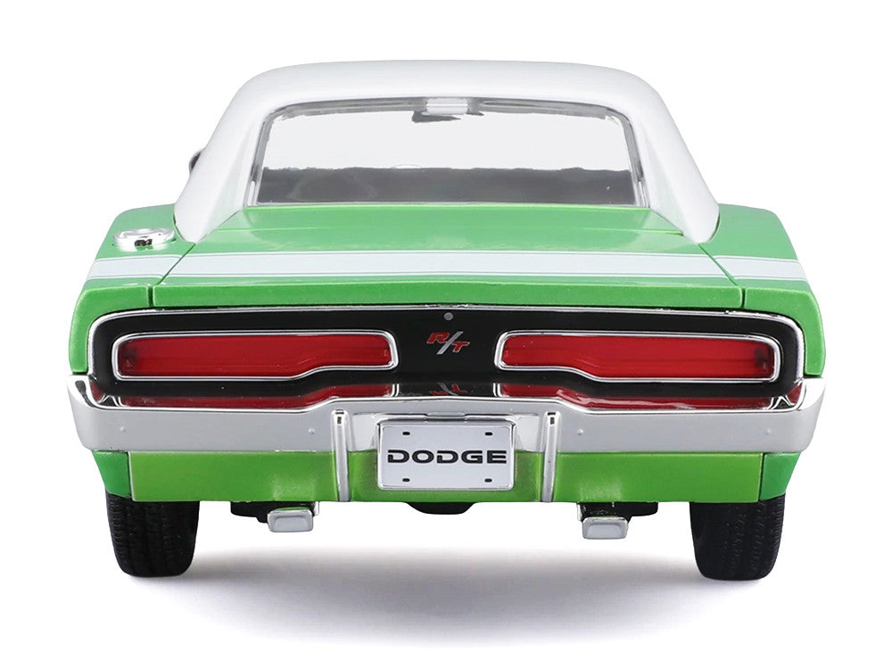 1969 Dodge Charger R/T Green Metallic with White Top and Tail Stripe "Special Edition" Series 1/18 Diecast Model Car by Maisto