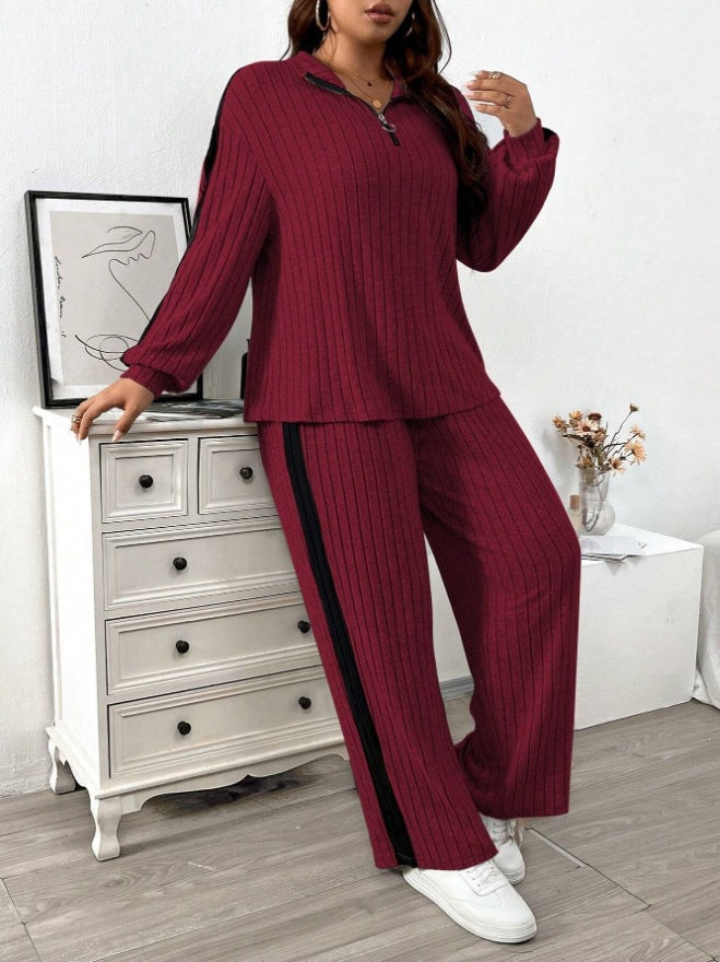 Casual Suit Women's Sweater Wide Leg Pants Two-piece Set