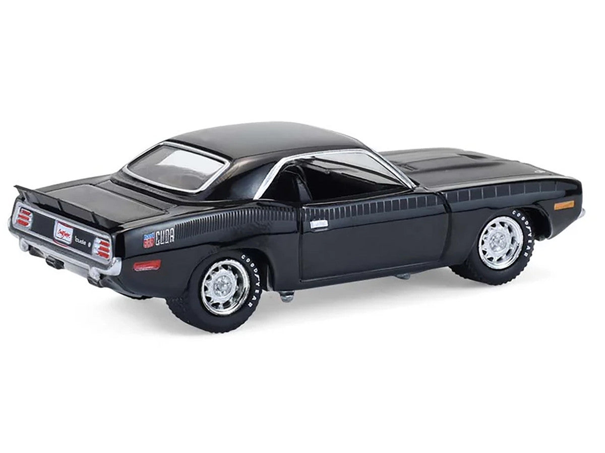 1970 Plymouth 'Cuda AAR Black with Gray Stripes "Barrett-Jackson" Series 16 1/64 Diecast Model Car by Greenlight