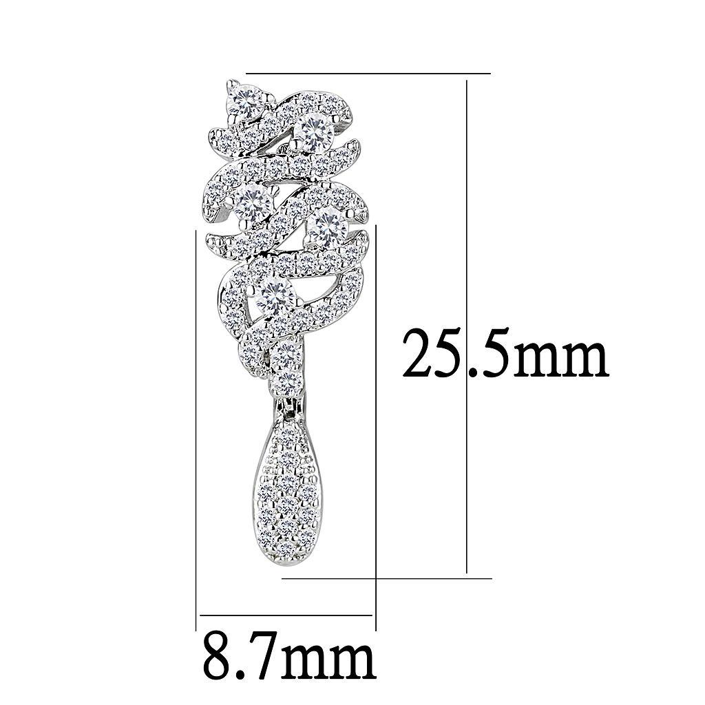 3W1413 - Rhodium Brass Jewelry Sets with AAA Grade CZ in Clear