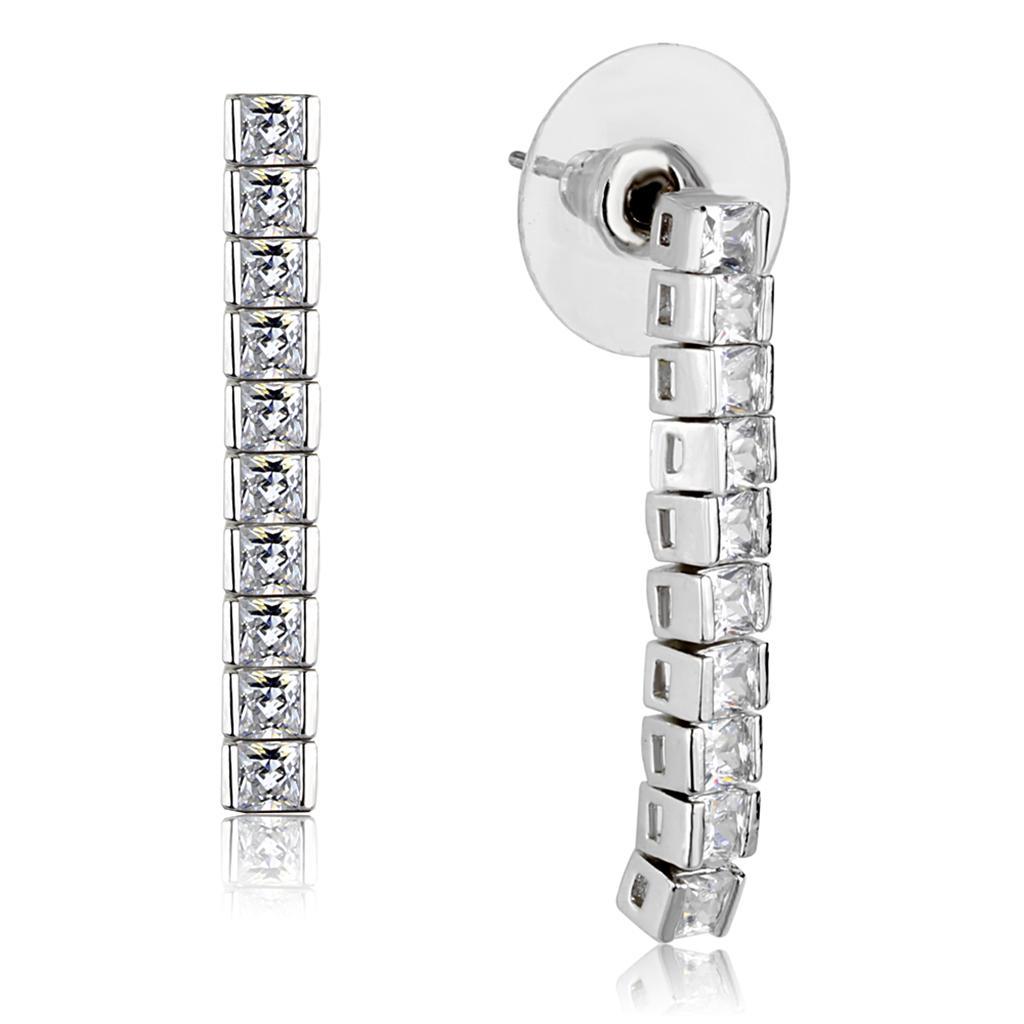 3W938 - Rhodium Brass Jewelry Sets with AAA Grade CZ in Clear