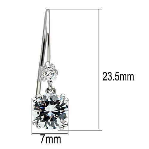 TK3W085 - Stainless Steel Earrings with AAA Grade CZ in Clear