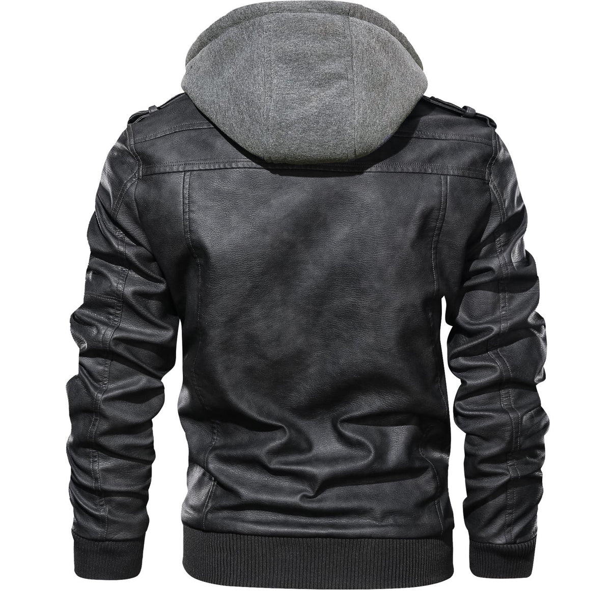 Men's Leather Jackets, Faux Leather Jacket For Men Lapel Zip-Up Slim Fit Coat