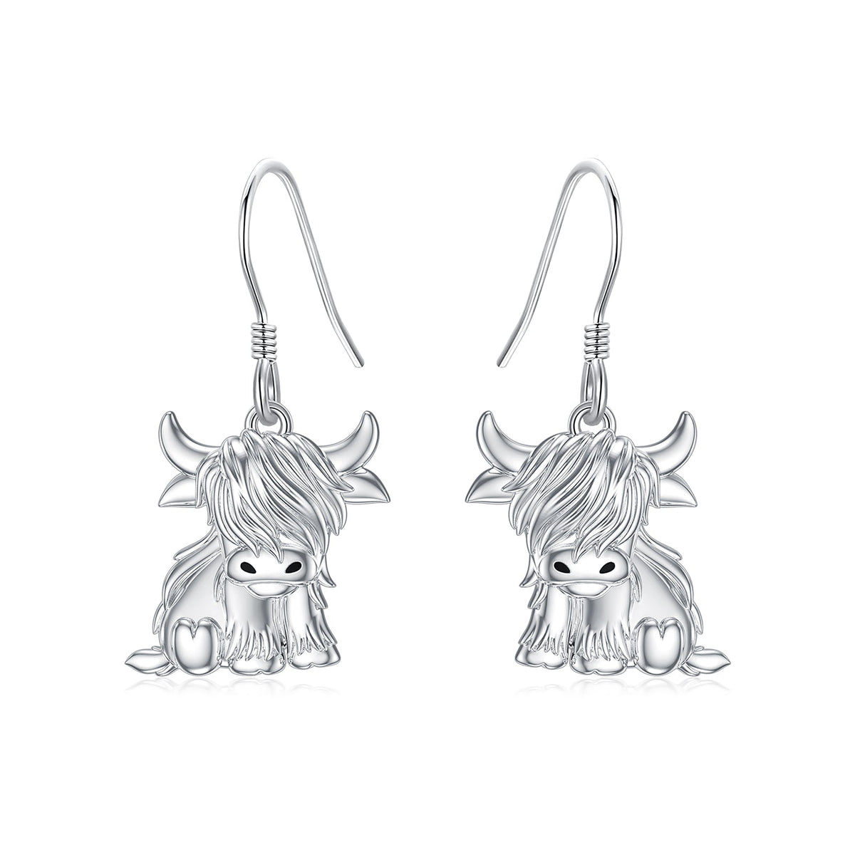 Highland Cow Earrings for Women 925 Sterling Silver Cow Dangle Drop Earrings