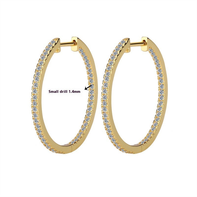 New Women's Circle Large Earrings S925 Sterling Silver