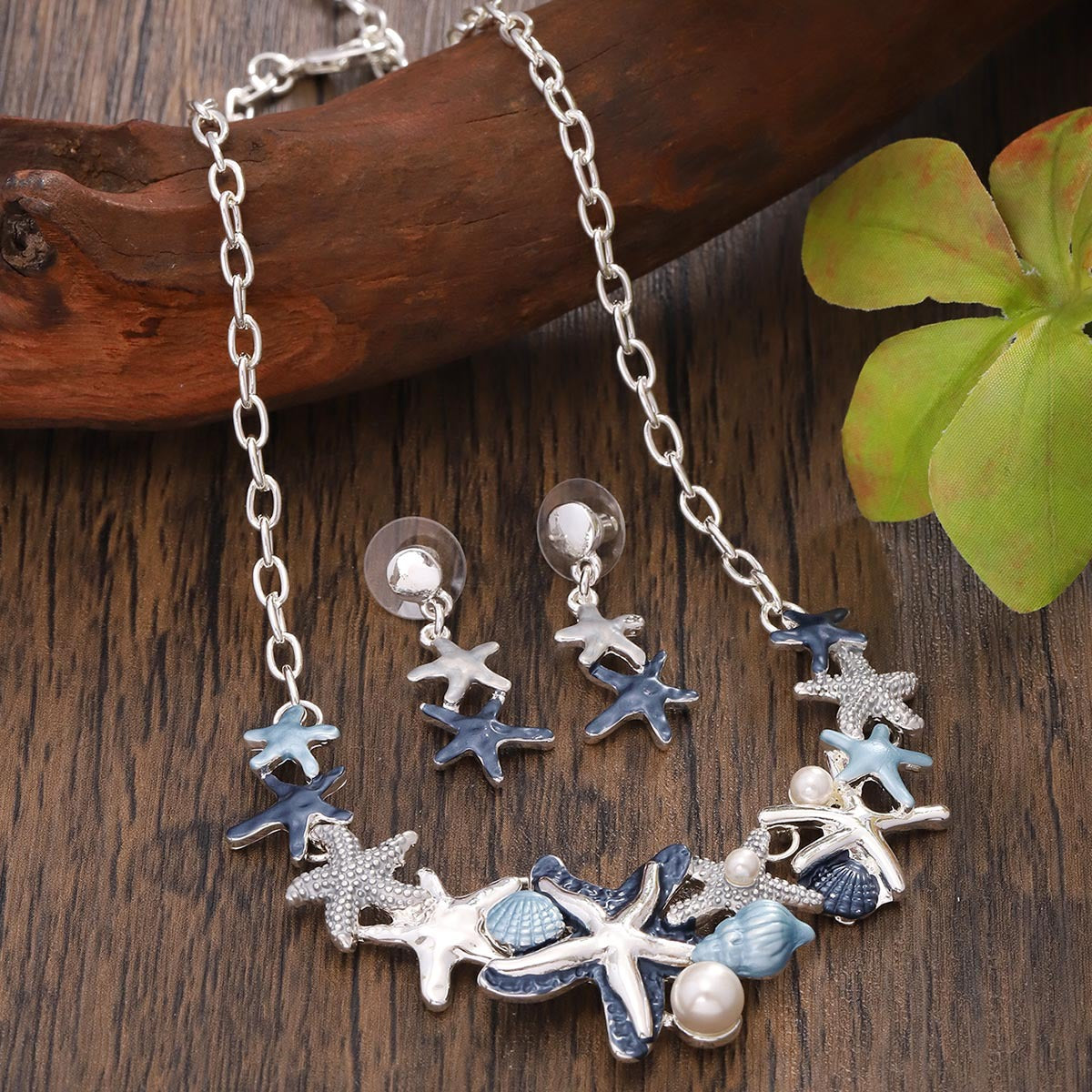 Starfish Shell Jewelry Necklace And Earrings Suite