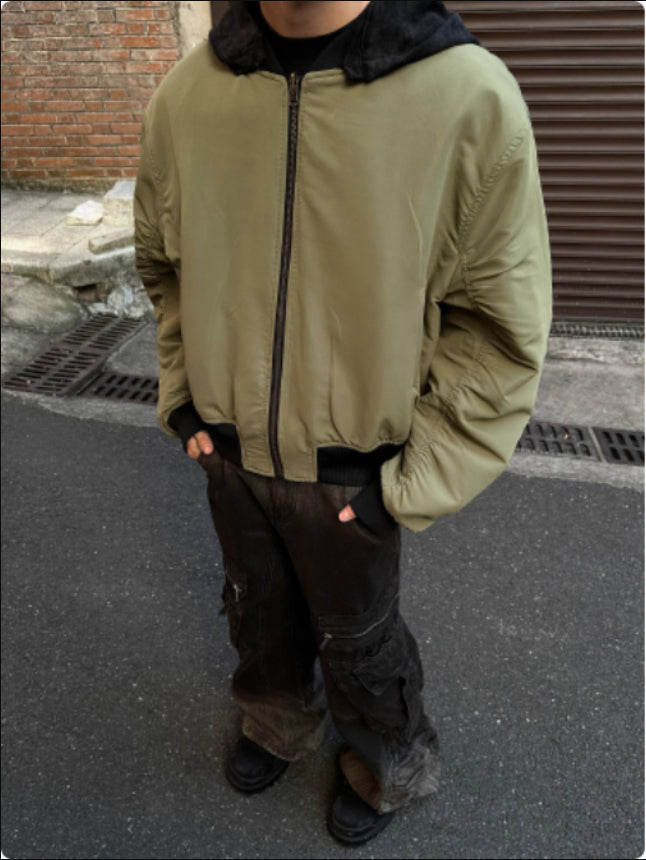 Men's Detachable Hooded Double-sided Leather Jacket
