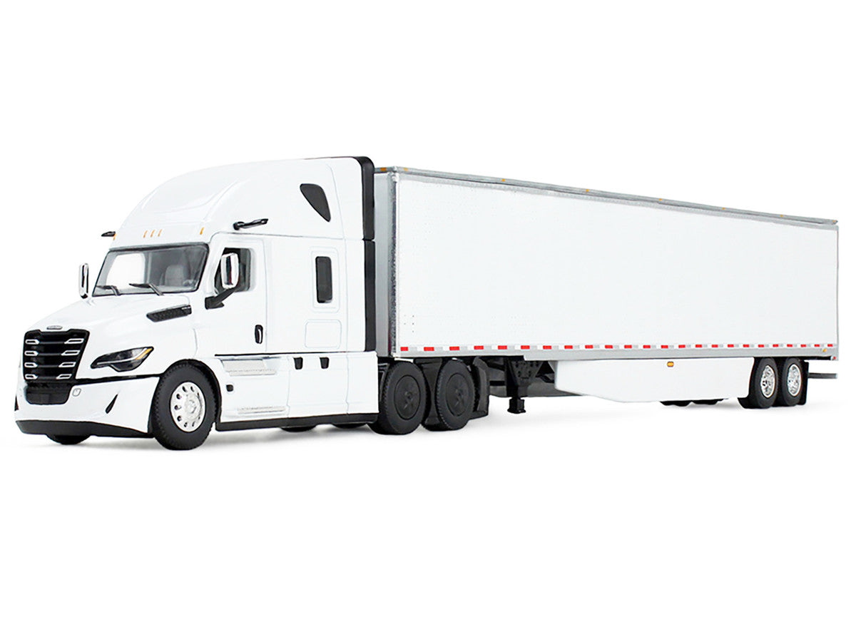 Freightliner Fifth Generation Cascadia Raised Roof Sleeper & 53' Utility Trailer with Skirts White 1/64 Diecast Model by DCP/First Gear