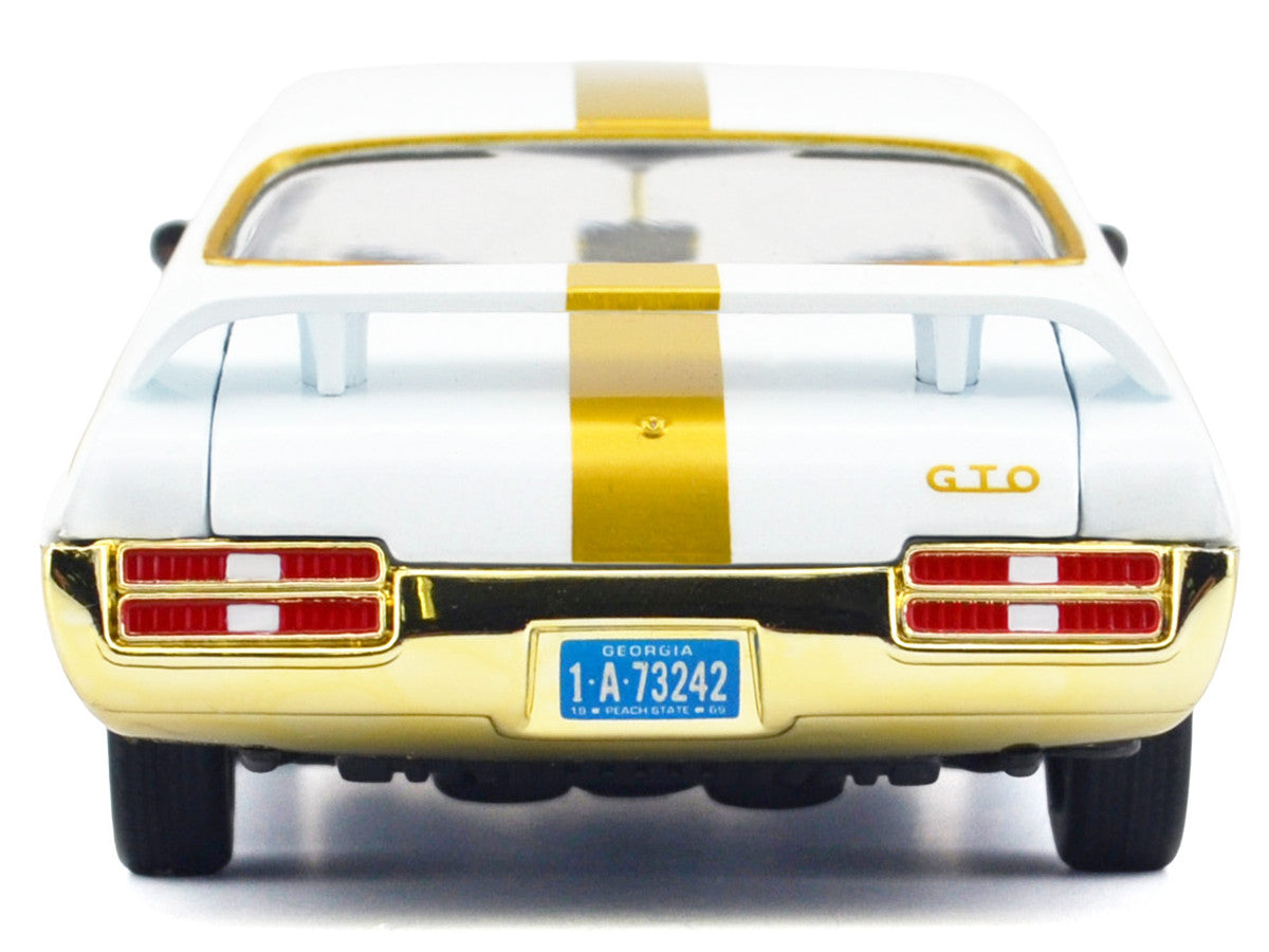 1969 Pontiac GTO Judge White Metallic with Gold Stripes "Luxe Legends" Series 1/24 Diecast Model Car by Motormax