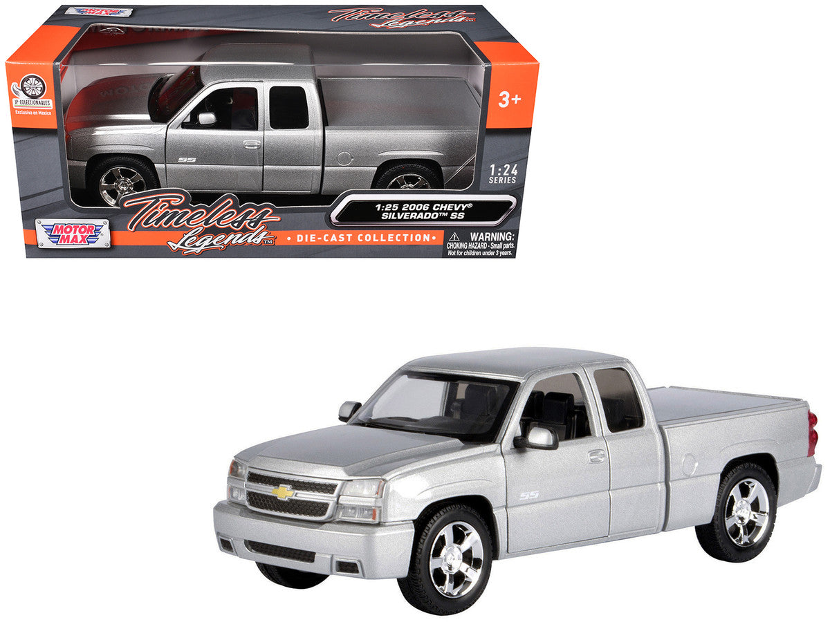 2006 Chevrolet Silverado SS Pickup Truck Silver Metallic "Timeless Legends" Series 1/25 Diecast Model Car by Motormax