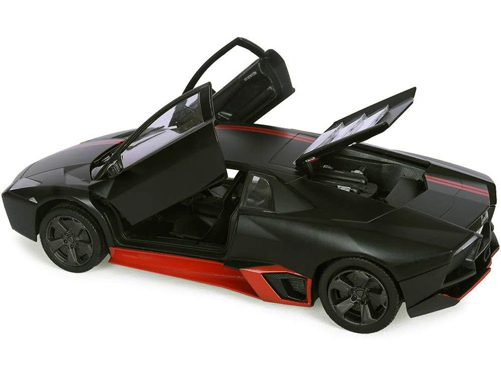 Lamborghini Reventon Matt Black with Red Stripes "Satin Paint" Series 1/24 Diecast Model Car by Motormax