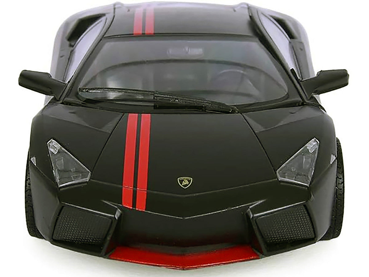 Lamborghini Reventon Matt Black with Red Stripes "Satin Paint" Series 1/24 Diecast Model Car by Motormax