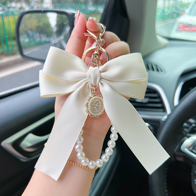 Bow Pearl Metal Keychains Decoration