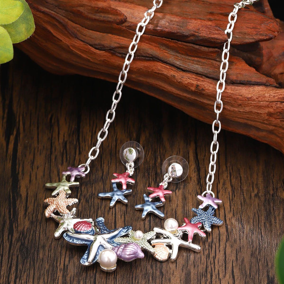 Starfish Shell Jewelry Necklace And Earrings Suite
