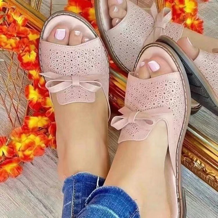 Flat Bottom Bow Wispy Air Breathable Fashion Beach Slippers