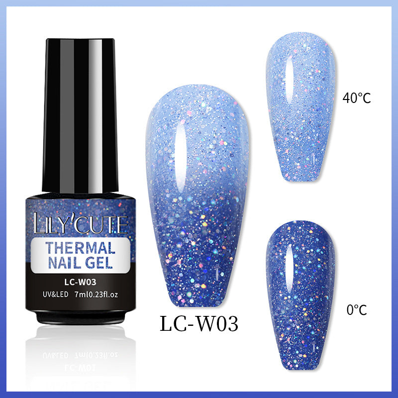 Temperature Change Glitter UV Polish Three-section Color Change