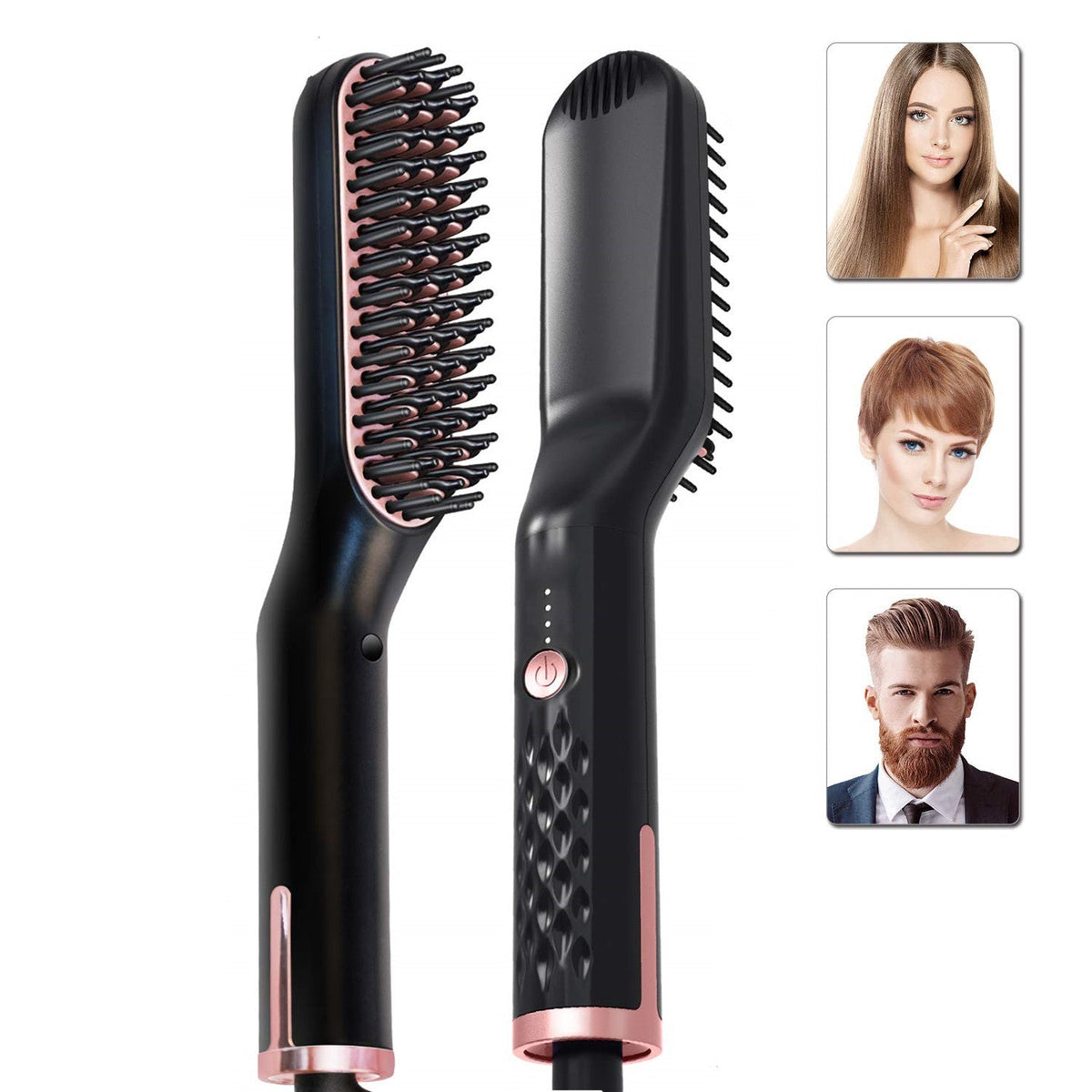 Straightening Brush and Beard Comb Set