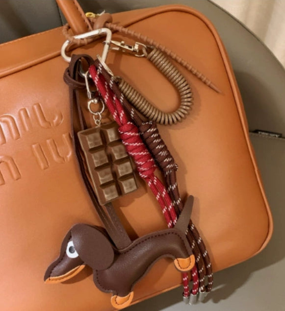 Retro Sausage Puppy Car Key Ring