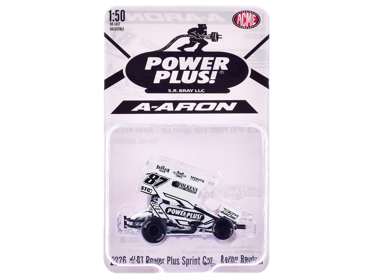 Winged Sprint Car #87 Aaron Reutzel "Power Plus" White (2026) 1/50 Diecast Model Car by ACME