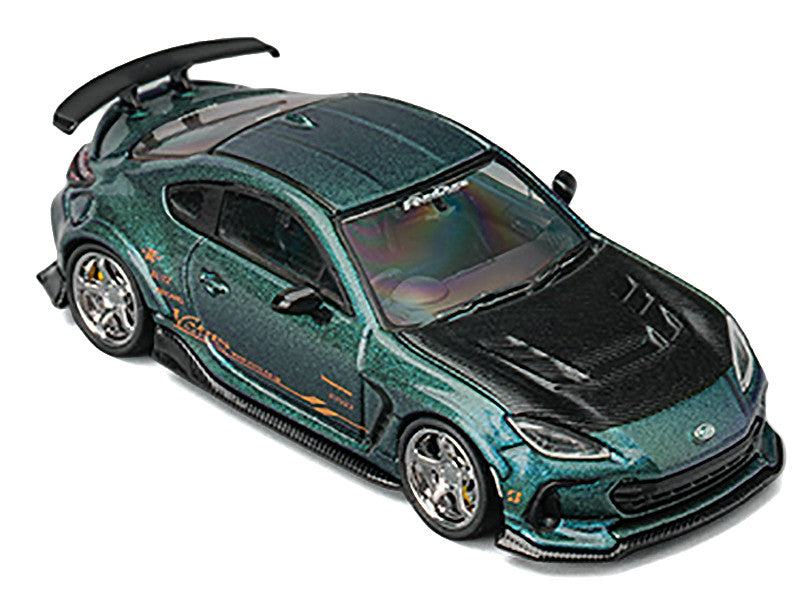 Subaru BRZ Varis Arising-1 RHD (Right Hand Drive) Magic Purple Metallic with Carbon Hood and Extra Wheels 1/64 Diecast Model Car by CM Models