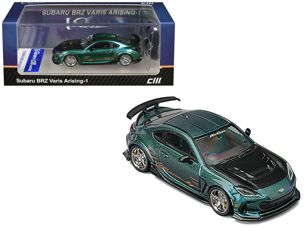 Subaru BRZ Varis Arising-1 RHD (Right Hand Drive) Magic Purple Metallic with Carbon Hood and Extra Wheels 1/64 Diecast Model Car by CM Models