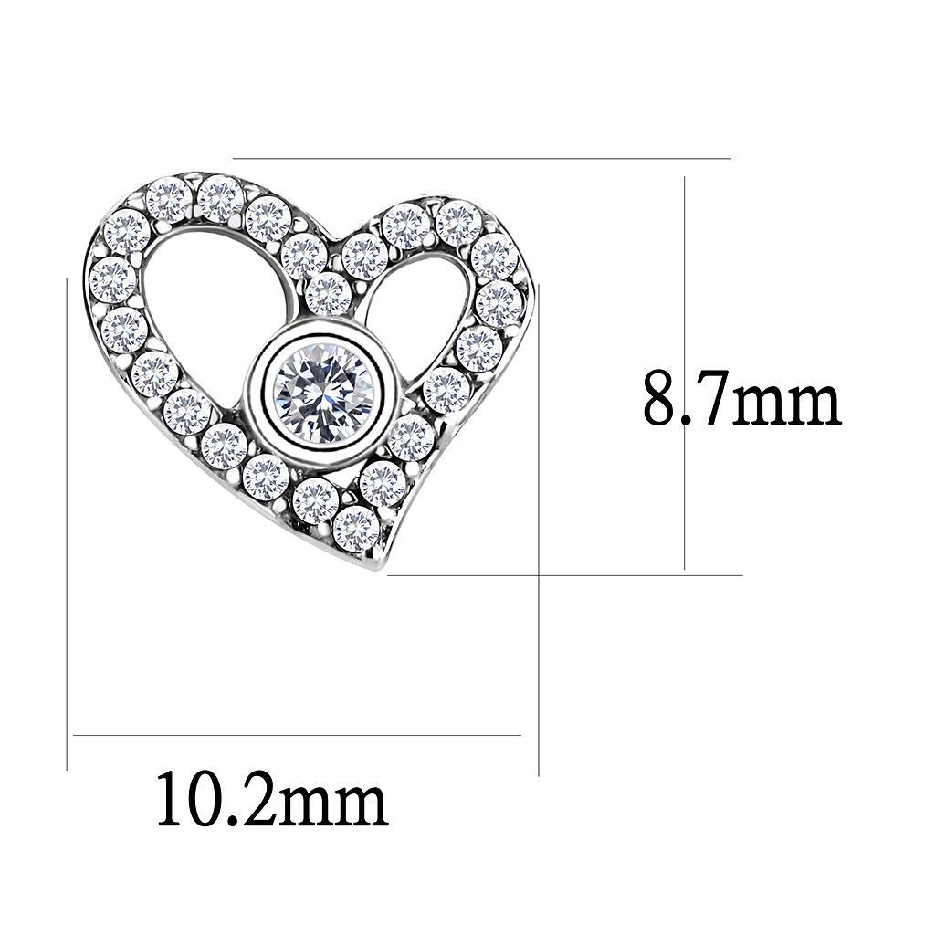 DA075 - High polished (no plating) Stainless Steel Earrings with AAA Grade CZ in Clear