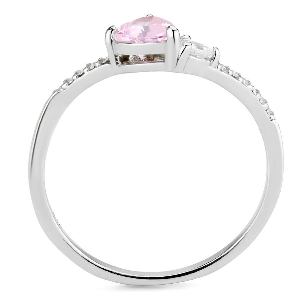 DA384 - High polished (no plating) Stainless Steel Ring with AAA Grade CZ in Rose