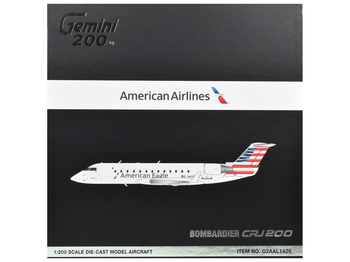Bombardier CRJ200 Commercial Aircraft "American Eagle" (N420AW) Gray with Striped Tail "Gemini 200" Series 1/200 Diecast Model Airplane by GeminiJets