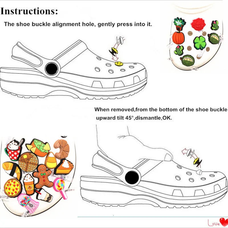 10PCS Fashion Shoe Charms Set Accessories Hole Shoe Buckle 5 Petal Flower DIY 3D Shoes Decorations for Bogg Bag Gift