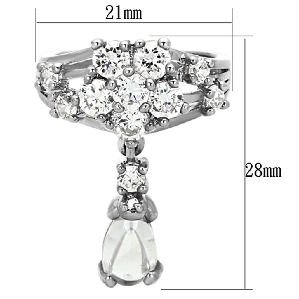 LO3076 - Rhodium Brass Jewelry Sets with AAA Grade CZ in Clear