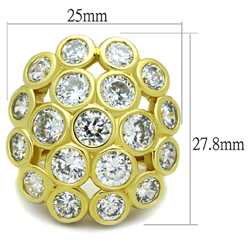 LO3250 - Gold Brass Ring with AAA Grade CZ in Clear