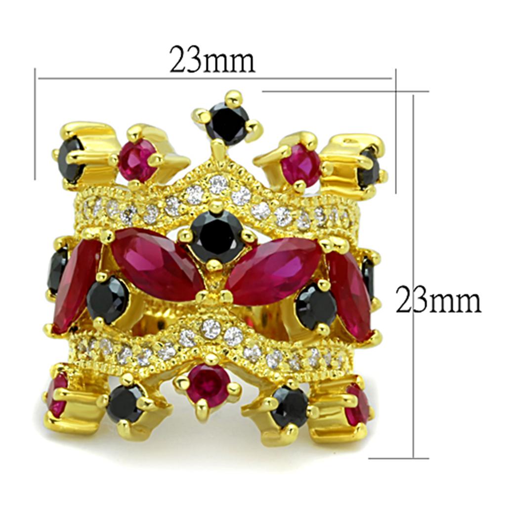 LO3252 - Gold Brass Ring with AAA Grade CZ in Multi Color