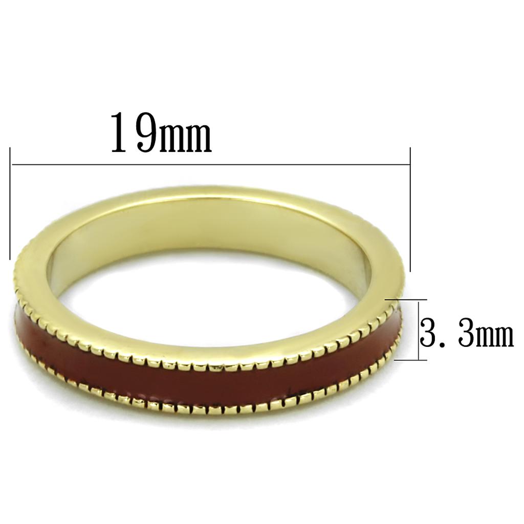 LO3551 - Gold Brass Ring with Epoxy in Brown