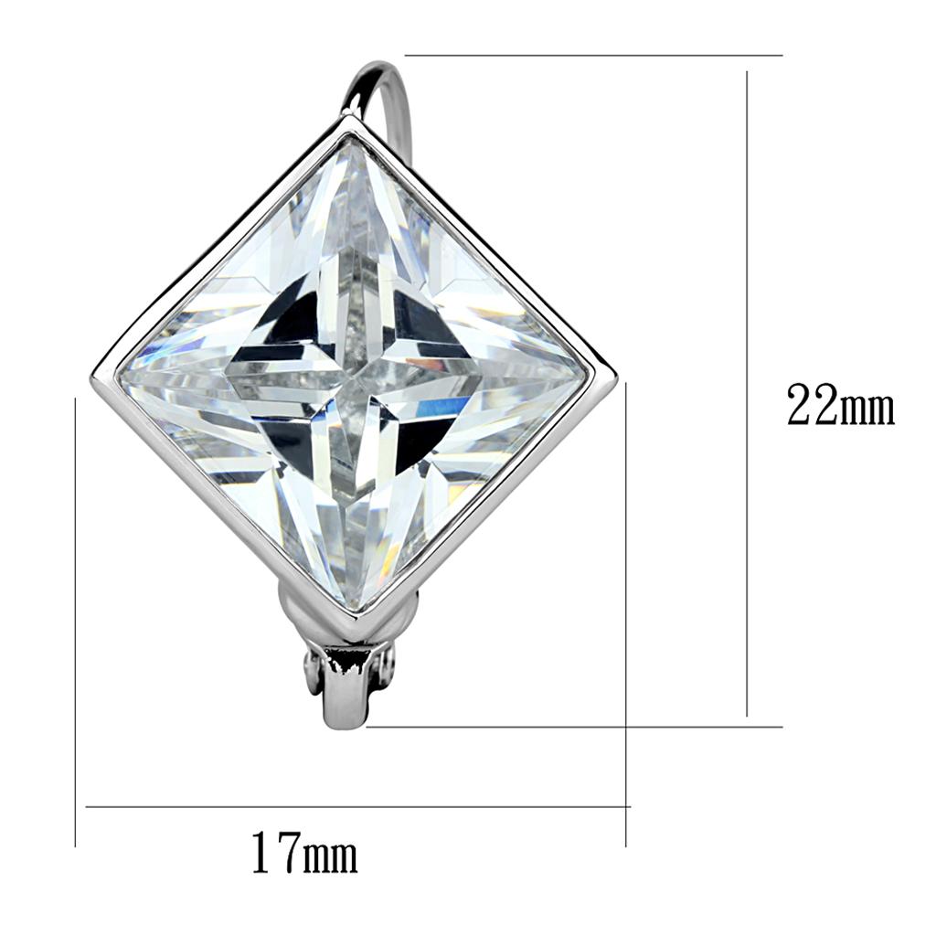 LO3868 - Rhodium Brass Earrings with AAA Grade CZ in Clear